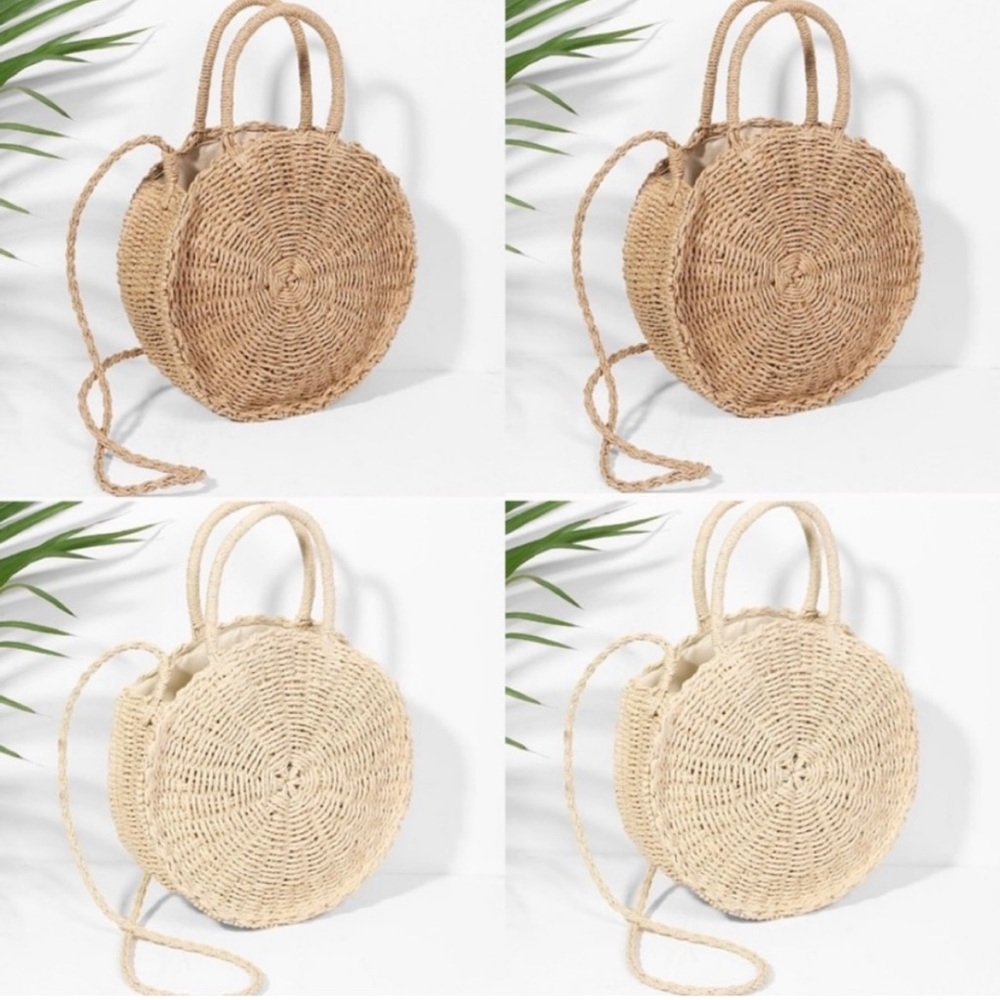 Round Straw Crossbody Handbag